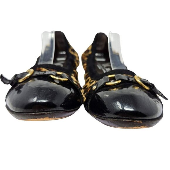 AGL Monika Cap Toe Ballet Flats Shoes Leopard Print Women’s Size 10 Calf Hair - Picture 4 of 13